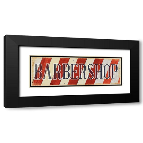 Barbershop Black Modern Wood Framed Art Print with Double Matting by SD Graphics Studio