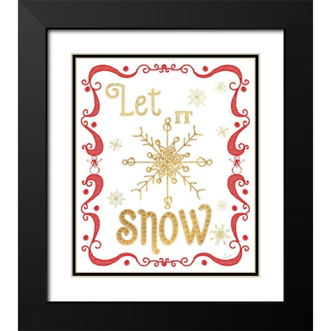 Gold and Red Christmas I Black Modern Wood Framed Art Print with Double Matting by Metz, Andi