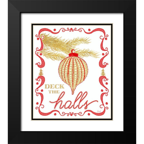 Gold and Red Christmas II Black Modern Wood Framed Art Print with Double Matting by Metz, Andi