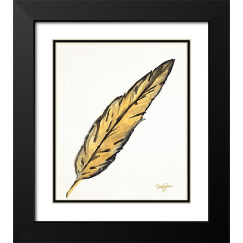 Golden Feathers II Black Modern Wood Framed Art Print with Double Matting by James, Nola