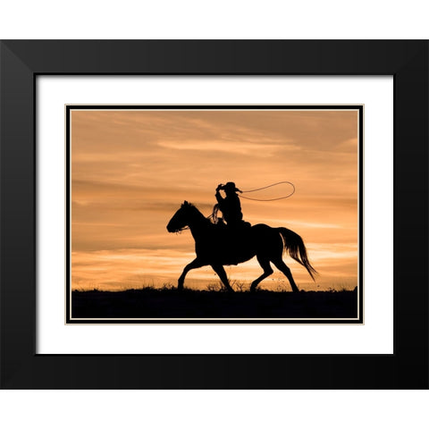 Run Through The Sunset Black Modern Wood Framed Art Print with Double Matting by Walker, Carol