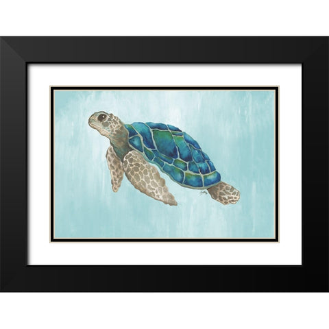 Watercolor Sea Turtle Black Modern Wood Framed Art Print with Double Matting by Medley, Elizabeth