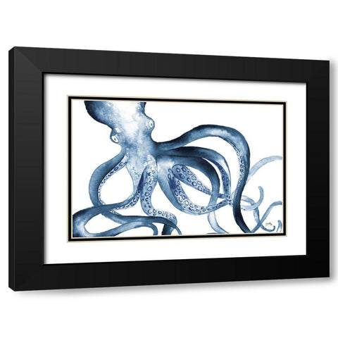 Octopus in the Blues Black Modern Wood Framed Art Print with Double Matting by Medley, Elizabeth