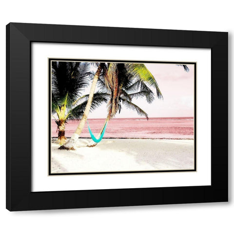 Hammock Paradise in Pink Black Modern Wood Framed Art Print with Double Matting by Navas, Emily
