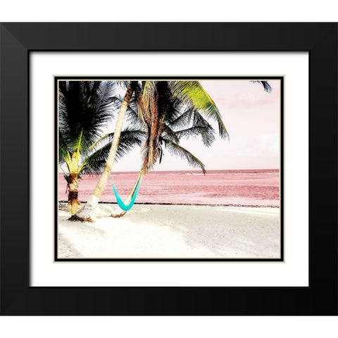 Hammock Paradise in Pink Black Modern Wood Framed Art Print with Double Matting by Navas, Emily