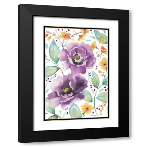 Spring Poppies I Black Modern Wood Framed Art Print with Double Matting by Medley, Elizabeth