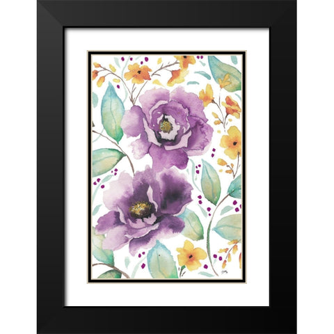 Spring Poppies I Black Modern Wood Framed Art Print with Double Matting by Medley, Elizabeth