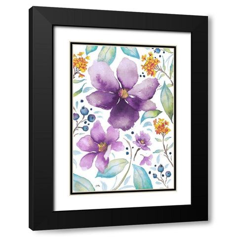 Spring Poppies II Black Modern Wood Framed Art Print with Double Matting by Medley, Elizabeth