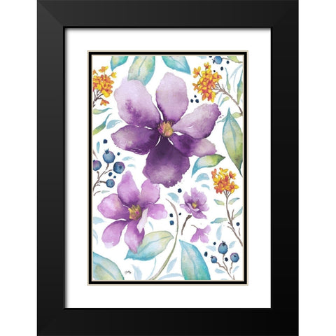 Spring Poppies II Black Modern Wood Framed Art Print with Double Matting by Medley, Elizabeth