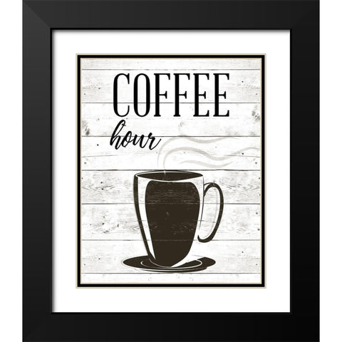 Coffee Hour Black Modern Wood Framed Art Print with Double Matting by SD Graphics Studio