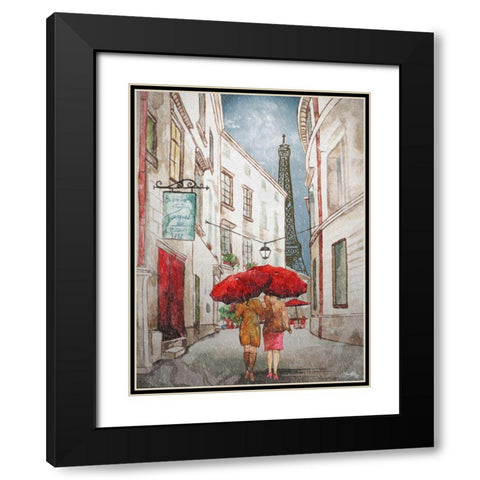Red Umbrella II Black Modern Wood Framed Art Print with Double Matting by Medley, Elizabeth
