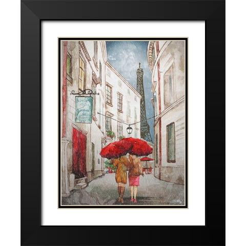 Red Umbrella II Black Modern Wood Framed Art Print with Double Matting by Medley, Elizabeth