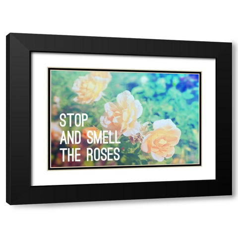 Stop And Smell The Roses Black Modern Wood Framed Art Print with Double Matting by Peck, Gail