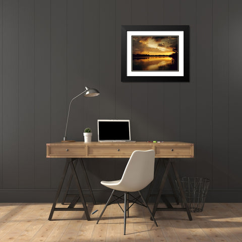 Yellow Sunset Black Modern Wood Framed Art Print with Double Matting by Peck, Gail