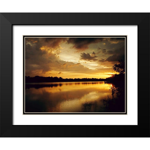 Yellow Sunset Black Modern Wood Framed Art Print with Double Matting by Peck, Gail