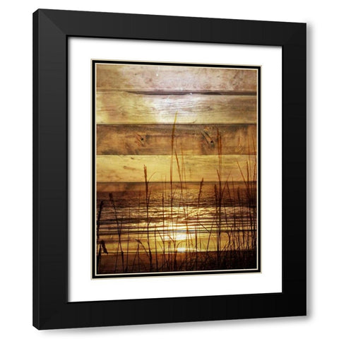 By The Grass Sunset Wood Black Modern Wood Framed Art Print with Double Matting by Peck, Gail
