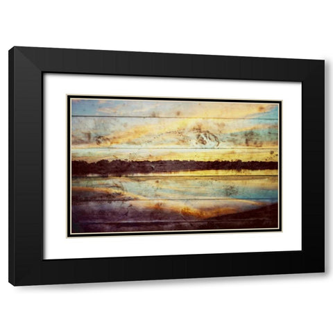 Sunset Lake Wood Black Modern Wood Framed Art Print with Double Matting by Peck, Gail