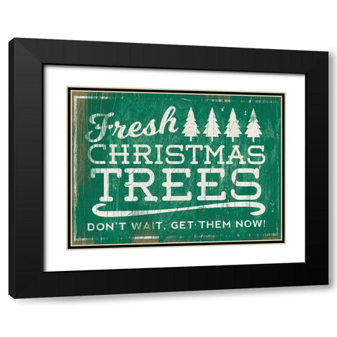 Holiday Wooden Signs I Black Modern Wood Framed Art Print with Double Matting by SD Graphics Studio
