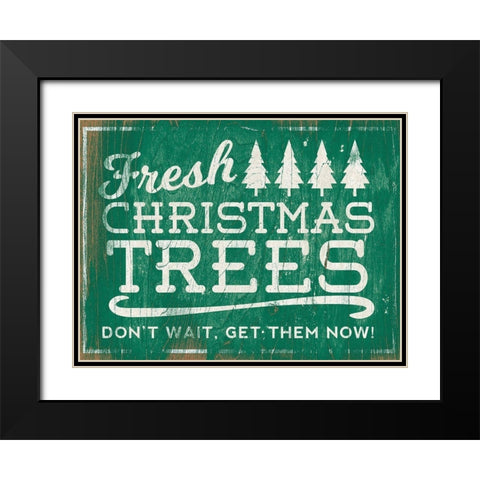 Holiday Wooden Signs I Black Modern Wood Framed Art Print with Double Matting by SD Graphics Studio