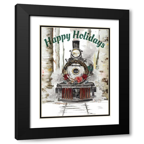 Happy Holiday Trails Black Modern Wood Framed Art Print with Double Matting by Pinto, Patricia