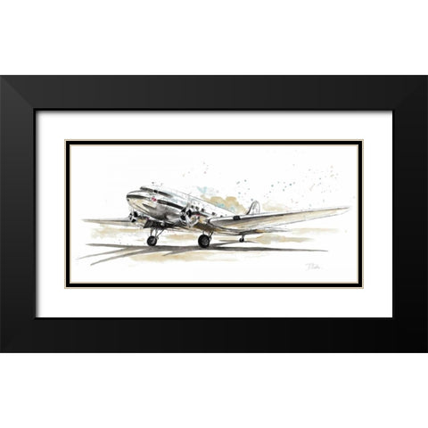 DC3 Airplane Black Modern Wood Framed Art Print with Double Matting by Pinto, Patricia
