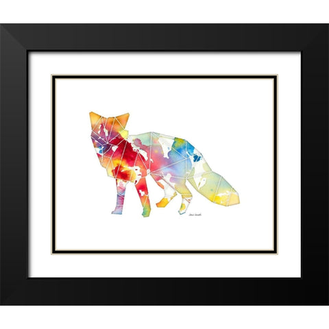 Geo Shape Fox Black Modern Wood Framed Art Print with Double Matting by Loreth, Lanie