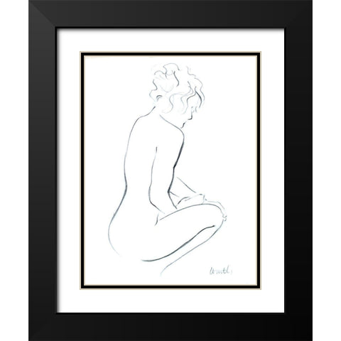 Contemplating Female I Black Modern Wood Framed Art Print with Double Matting by Loreth, Lanie