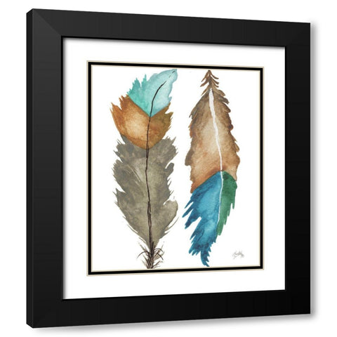 Decorative Feathers Black Modern Wood Framed Art Print with Double Matting by Medley, Elizabeth