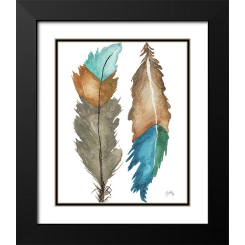 Decorative Feathers Black Modern Wood Framed Art Print with Double Matting by Medley, Elizabeth