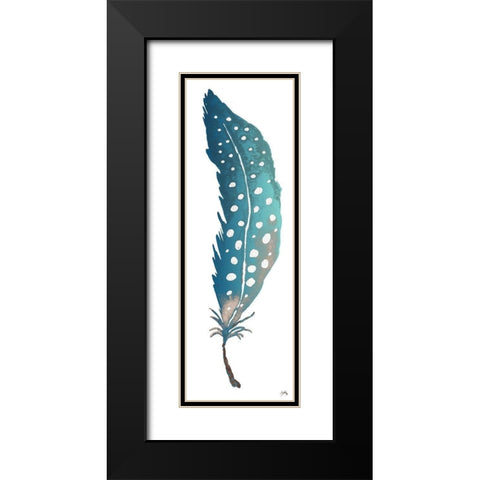 Dotted Blue Feather II Black Modern Wood Framed Art Print with Double Matting by Medley, Elizabeth