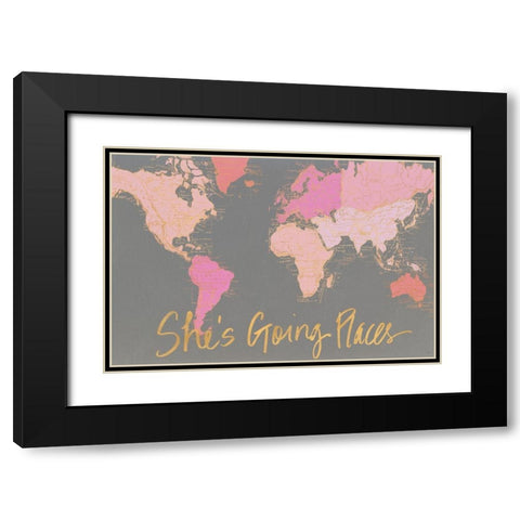 Shes Going Places Black Modern Wood Framed Art Print with Double Matting by Medley, Elizabeth