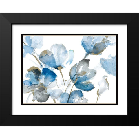 Blue Abstract Floral I Black Modern Wood Framed Art Print with Double Matting by Loreth, Lanie