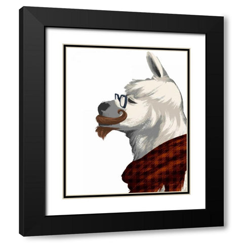 Wise Llama Black Modern Wood Framed Art Print with Double Matting by SD Graphics Studio