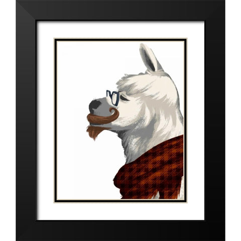 Wise Llama Black Modern Wood Framed Art Print with Double Matting by SD Graphics Studio