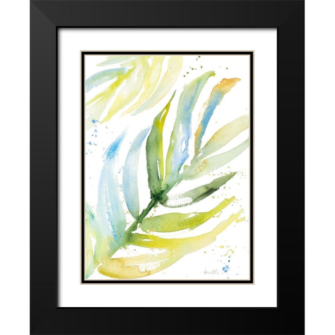 Blue Green Palm Fronds I Black Modern Wood Framed Art Print with Double Matting by Loreth, Lanie
