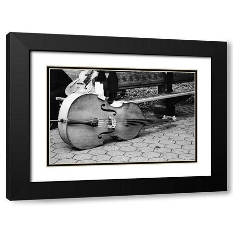 Cello Black Modern Wood Framed Art Print with Double Matting by Navas, Emily