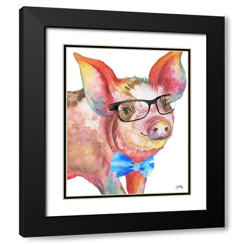 Nerdy Pig Black Modern Wood Framed Art Print with Double Matting by Medley, Elizabeth