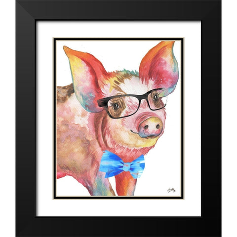 Nerdy Pig Black Modern Wood Framed Art Print with Double Matting by Medley, Elizabeth