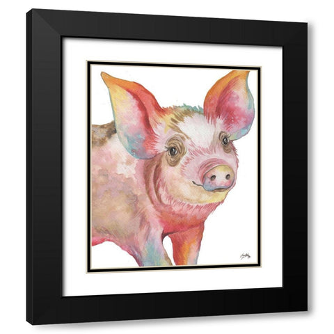 Pig I Black Modern Wood Framed Art Print with Double Matting by Medley, Elizabeth