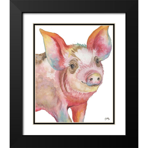 Pig I Black Modern Wood Framed Art Print with Double Matting by Medley, Elizabeth