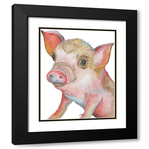 Pig II Black Modern Wood Framed Art Print with Double Matting by Medley, Elizabeth
