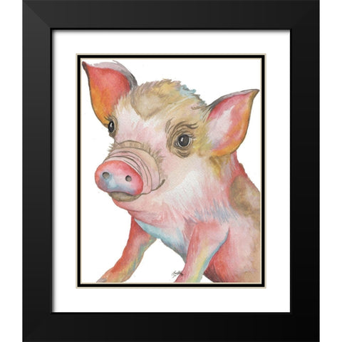 Pig II Black Modern Wood Framed Art Print with Double Matting by Medley, Elizabeth