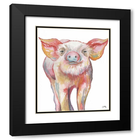 Pig III Black Modern Wood Framed Art Print with Double Matting by Medley, Elizabeth