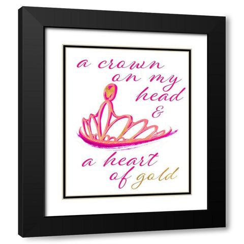 Crown And Heart Black Modern Wood Framed Art Print with Double Matting by SD Graphics Studio