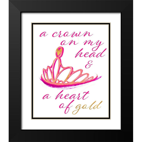 Crown And Heart Black Modern Wood Framed Art Print with Double Matting by SD Graphics Studio