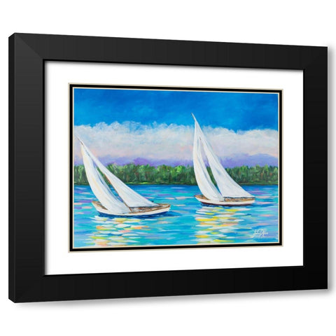 Great Sails II Black Modern Wood Framed Art Print with Double Matting by DeRice, Julie