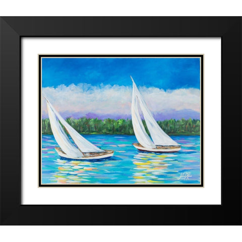 Great Sails II Black Modern Wood Framed Art Print with Double Matting by DeRice, Julie