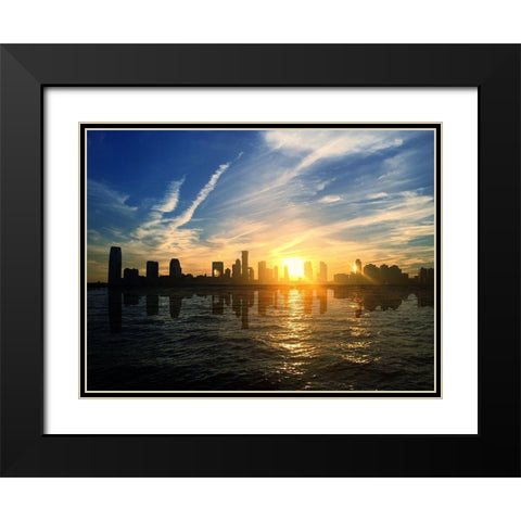 Sailing Views of NY Black Modern Wood Framed Art Print with Double Matting by Acosta