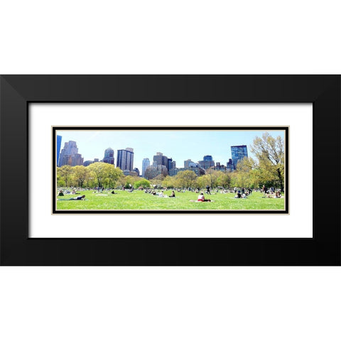 Central Park Picnic Black Modern Wood Framed Art Print with Double Matting by Acosta