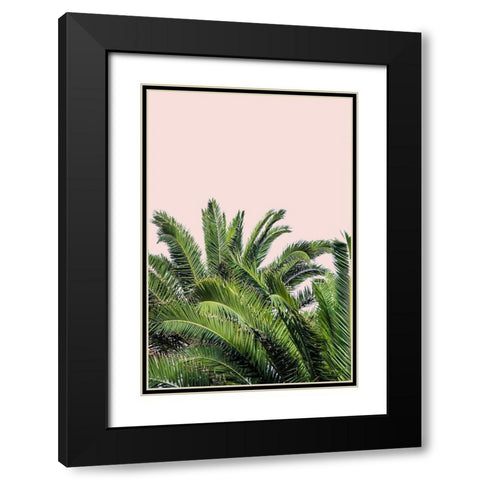 Tropical Leaves on Blush II Black Modern Wood Framed Art Print with Double Matting by Acosta